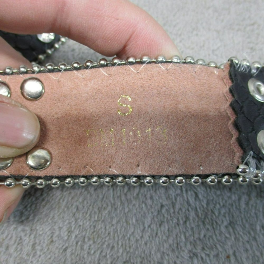 Belt Womens Small Black Rhinestone Studded Western - Picture 6 of 10